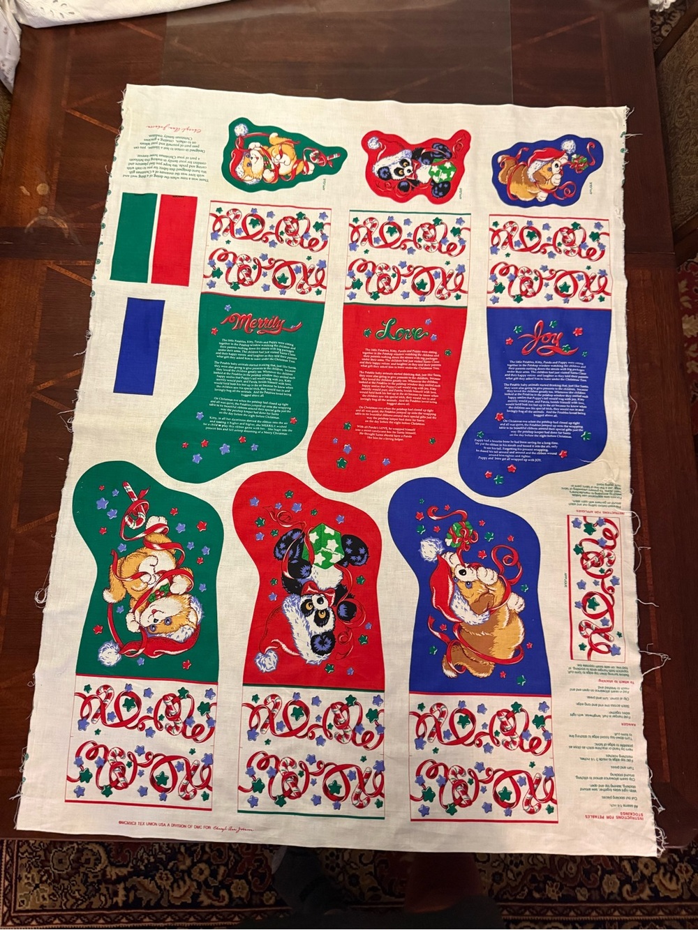 Holiday Stocking Fabric Panel - Red Green Blue Christmas Stocking Set